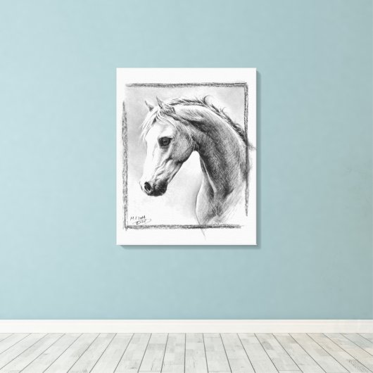 Paardenkop Kool trekken Equine art Canvas Afdruk (Insitu (Houten vloer))