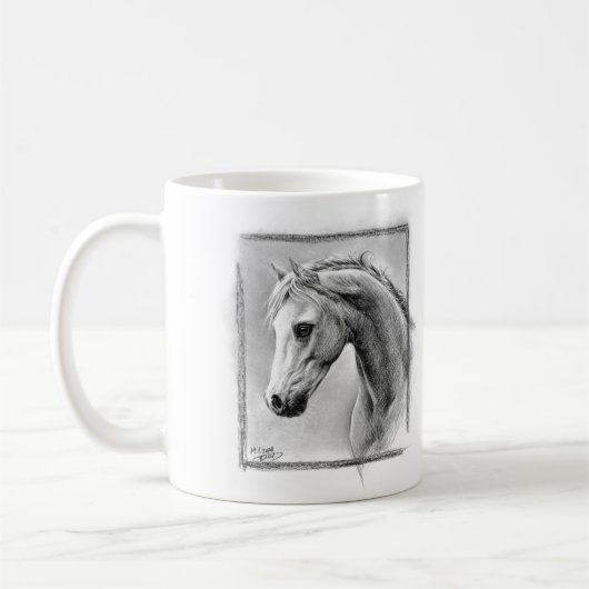 Paardenkop Kool trekken Equine art Koffiemok (Links)