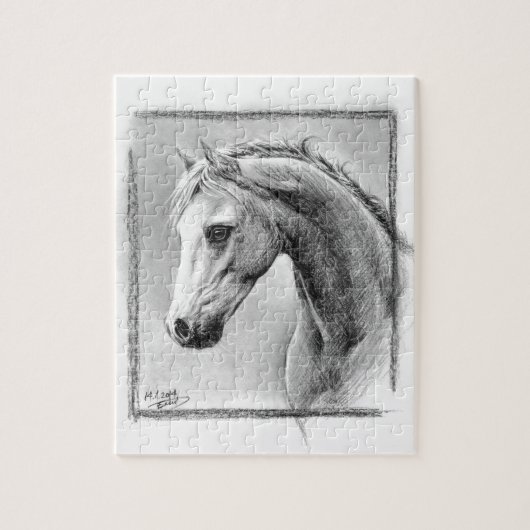 Paardenkop Kool trekken Equine art Legpuzzel (Verticaal)