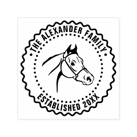 Paardenkop Lijnkunst FF Familienaam Datum Opgerich Zelfinktende Stempel (Design)