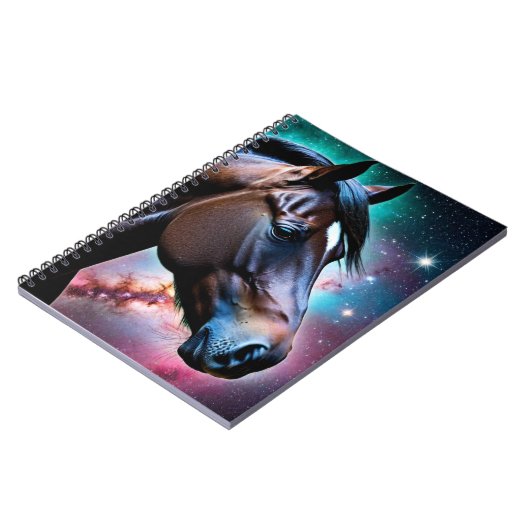 Paardenkop met een Galaxy Achtergrond Notitieboek (Linkerzijde)