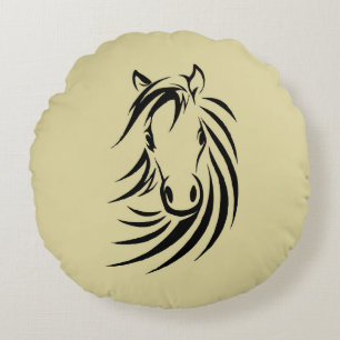 Paardenkop op Tan Rond Kussen