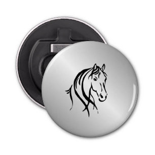 Paardenkop op zilver button flesopener