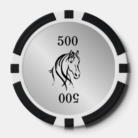 Paardenkop op zilver pokerchips (Voorkant)