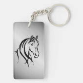 Paardenkop op zilver sleutelhanger (achterkant)