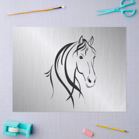 Paardenkop op zilver tissuepapier (Craft)