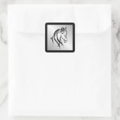 Paardenkop op zilver vierkante sticker (Tas)