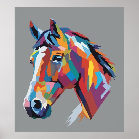 Paardenkop popart poster (Voorkant)