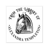 Paardenkop Stijgbeugel Bibliotheek Boeknaam Zelfinktende Stempel (Design)