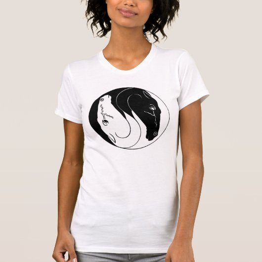 Paardenkoppen yin yang t-shirt (Voorkant)