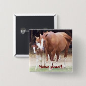 Paardenkracht! Knoop Vierkante Button 5,1 Cm (Voorkant /achterkant)