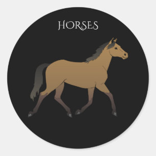 Paardenkruipers, zwart/bruin/wit ronde sticker