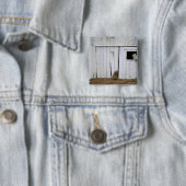 Paardenkruk uit het raam vierkante button 5,1 cm (In situ)