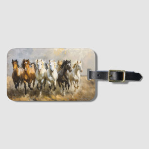 Paardenkudde Galloping Mustang Schilderij Bagagelabel