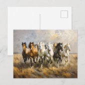 Paardenkudde Galloping Mustang Schilderij Briefkaart (Voorkant / Achterkant)