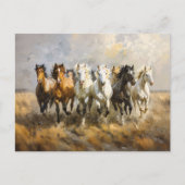 Paardenkudde Galloping Mustang Schilderij Briefkaart (Voorkant)