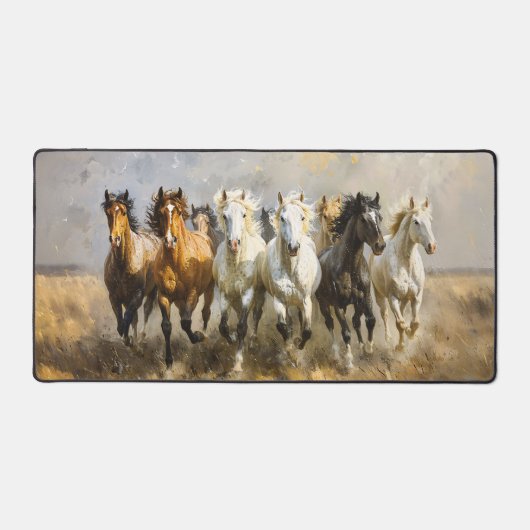 Paardenkudde Galloping Mustang Schilderij Bureaumat (Voorkant)