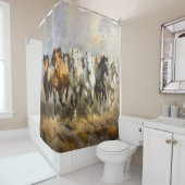 Paardenkudde Galloping Mustang Schilderij Douchegordijn (In situ)