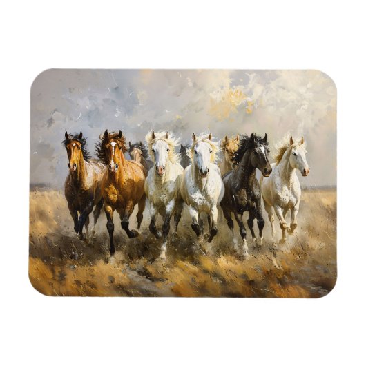 Paardenkudde Galloping Mustang Schilderij Flexibel Magneet (Horizontaal)