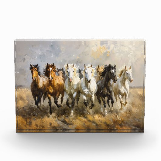 Paardenkudde Galloping Mustang Schilderij Fotoblokken (Voorkant)