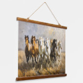 Paardenkudde Galloping Mustang Schilderij Hangend Wandkleed (Gebogen)