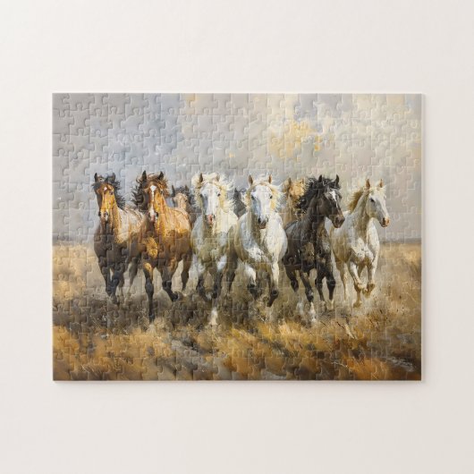 Paardenkudde Galloping Mustang Schilderij Legpuzzel (Horizontaal)