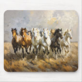 Paardenkudde Galloping Mustang Schilderij Muismat (Voorkant)