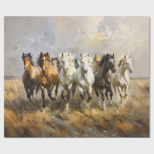 Paardenkudde Galloping Schilderij Decoupage Cadeaupapier (Vlak)