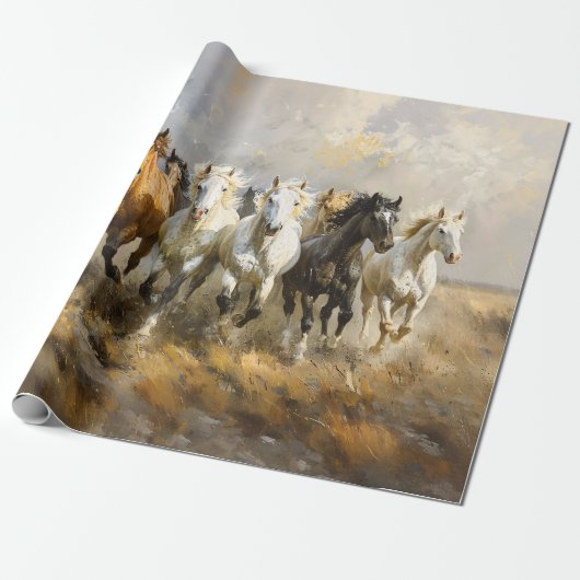 Paardenkudde Galloping Schilderij Decoupage Cadeaupapier (Uitgerold)