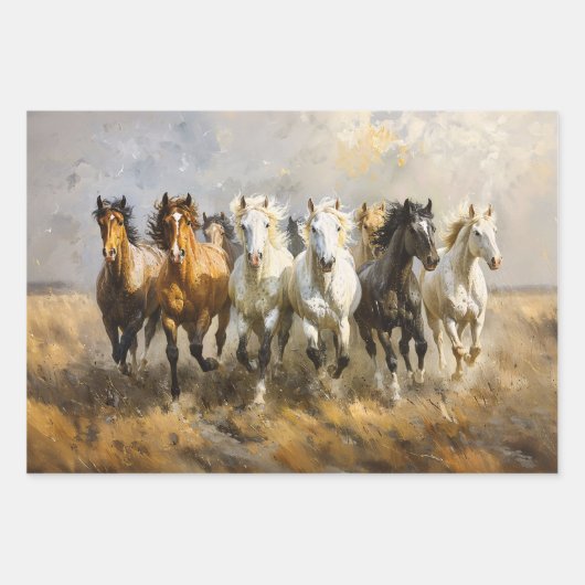 Paardenkudde Galloping Schilderij Decoupage Inpakpapier Vel (Voorkant)