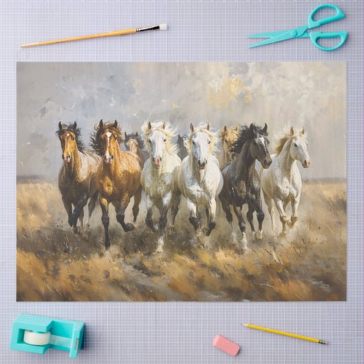 Paardenkudde Galloping Schilderij Decoupage Tissuepapier (Craft)