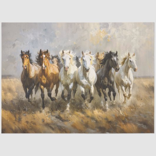Paardenkudde Galloping Schilderij Decoupage Tissuepapier (Voorkant)