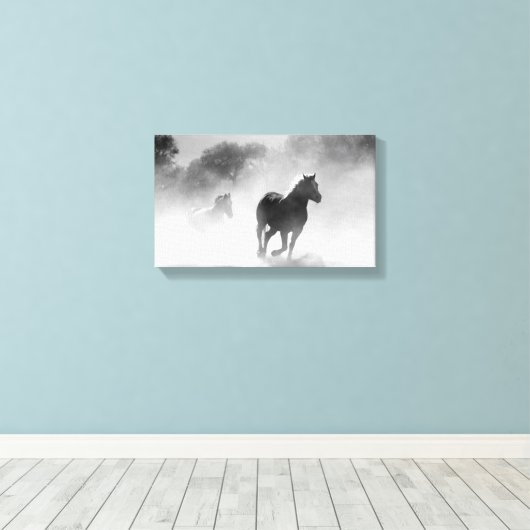 paardenkudde | Zwart-wit Canvas Afdruk (Insitu (Houten vloer))