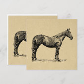  paardenkunst geïllustreerd paardenkunst feestdagenkaart (Voorkant / Achterkant)