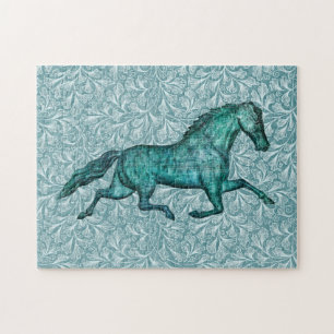  Paardenkunst in Aqua Blue Puzzle Legpuzzel