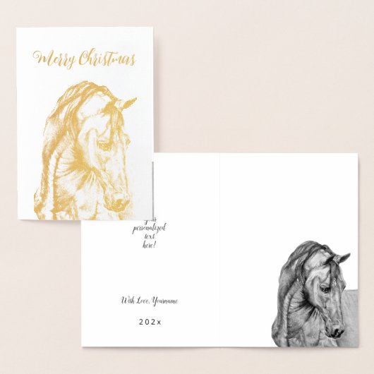Paardenkunst tekenen echte folie Vrolijk kerstfees Folie Kaarten (Display)
