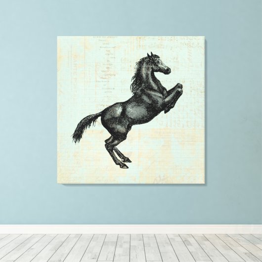  paardenkunstwerk Antiek paardenwerk Canvas Afdruk (Insitu (Houten vloer))