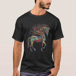 Paardenkunstwerk Boom Kleurrijk Dierlijk Paard T S T-shirt