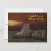 Paardenlaarzen op hout met zonsondergang kaart (Voorkant)