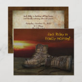 Paardenlaarzen op hout met zonsondergang kaart (Voorkant / Achterkant)