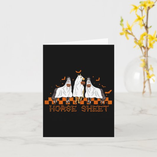Paardenlaken Halloween Ghost Horse Pumpkin Kostuum Kaart (Gele Bloem)