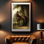 Paardenlandschap Digitale kunst Poster<br><div class="desc">Paardenpaard Bruin Paardenlandschap Schilderen Poster met digitale kunst in  stijl</div>