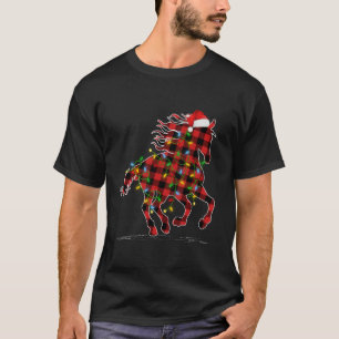 Paardenlichten Xmas Pyjama Buffalo Plaid Paard Chr T-shirt