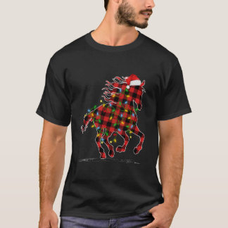 Paardenlichten Xmas Pyjama Buffalo Plaid Paard Chr T-shirt