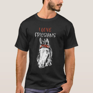 paardenliefdesquote: ik hou van Friesians Black v T-shirt