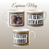Paardenliefhebber 1 foto faux hout zwart wit espresso kop