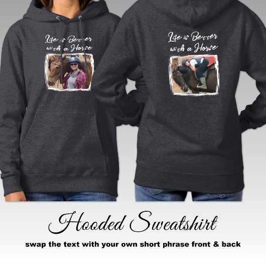 Paardenliefhebber 2 foto ruiter wit grijs hoodie