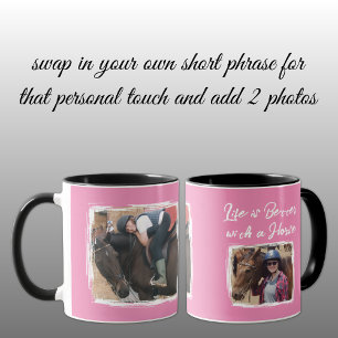 Paardenliefhebber 2 foto wit roze mok