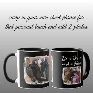 Paardenliefhebber 2 foto wit zwart mok