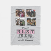 Paardenliefhebber 4 foto beste vriend grijs roze fleece deken (Voorkant)